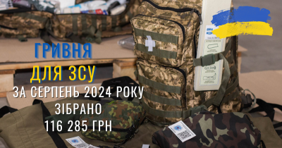 Ініціатива «Гривня для ЗСУ» результати за серпень 2024