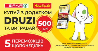 ОНОВЛЕНО!!! ПЕРЕМОЖЦІ! Користуйся додатком DRUZI та вигравай 500 гривень!